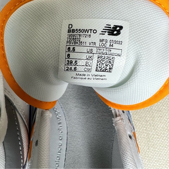 New Balance Men’s 550 Sneaker in Vibrant Orange - Picture 6 of 9